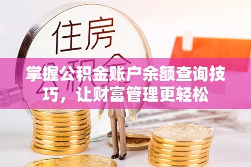 隆子掌握公积金账户余额查询技巧，让财富管理更轻松